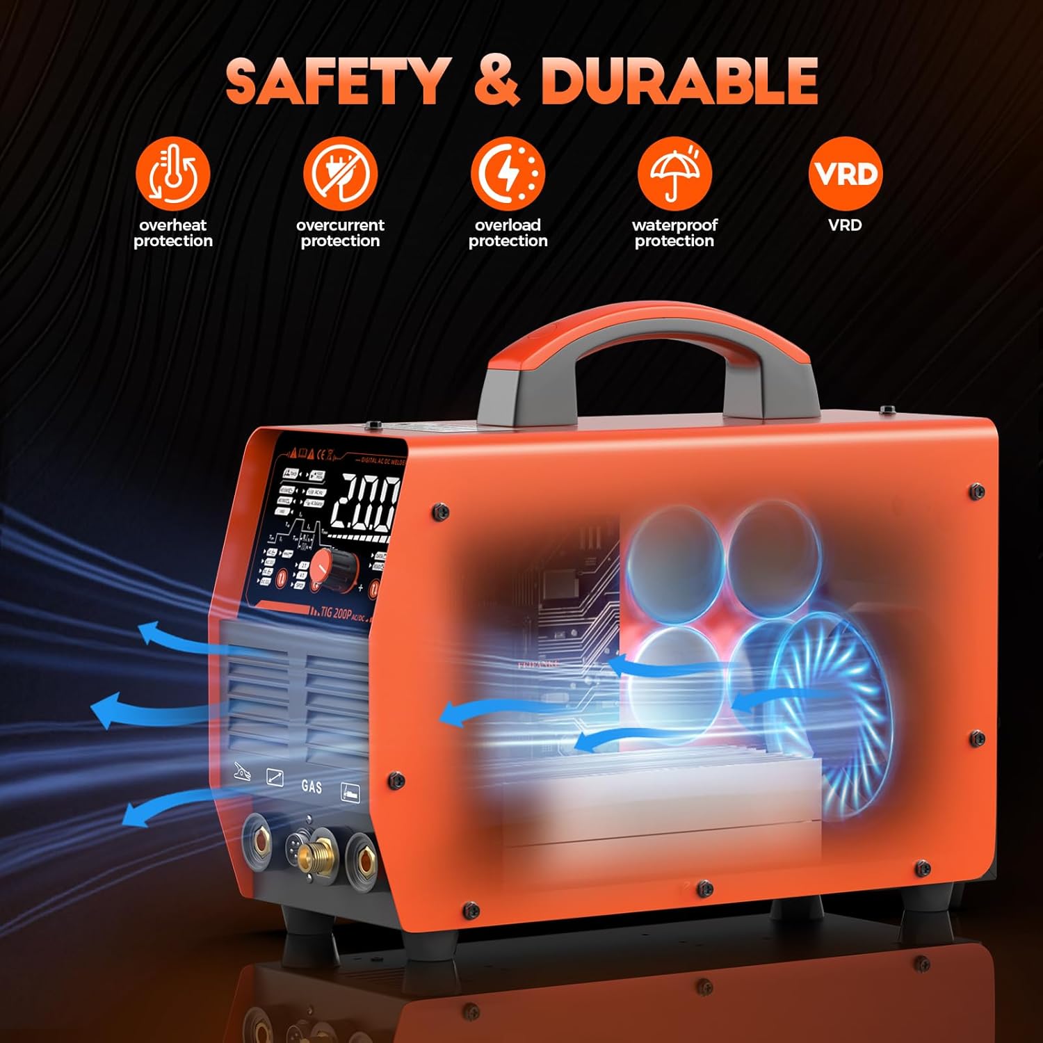 AC DC TIG Welder 200A, Aluminum TIG Welder 220V With Pulse LED Display Stick/DC TIG/AC TIG/Pulse TIG/Spot TIG 6 In 1 Multiprocess TIG Welding Machine