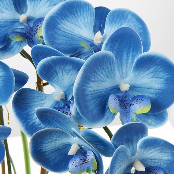 Briful 44 cm Artificial Orchids Phalaenopsis Artificial Flowers Like Real Decorative Orchid Bonsai Artificial Plant Arrangement in Ceramic Pot for Table Living Room Home Decor Decoration