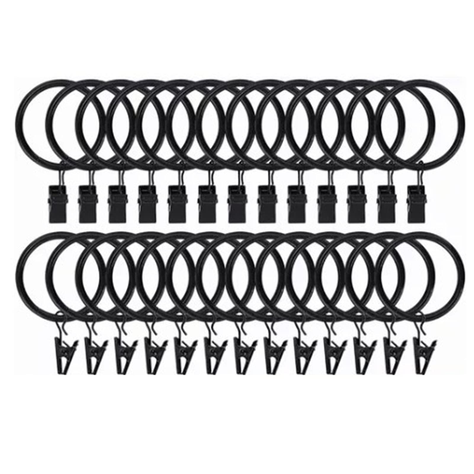 Anillos de cortina con clip de 38mm pack de 40 unidades clips negros de metal para colgar