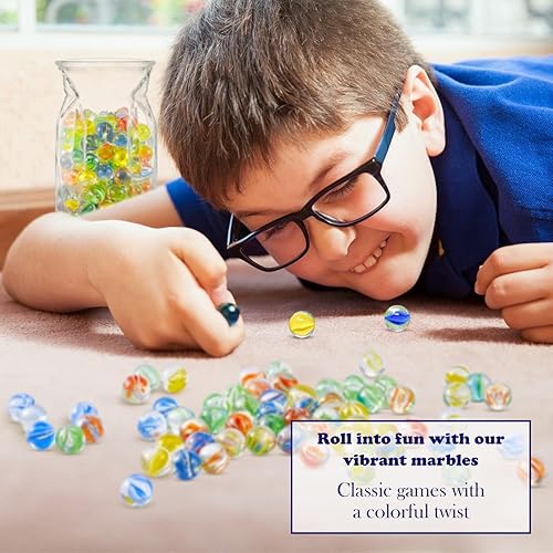 Miniatura 5 de Kiddie Play Canicas para niños Bolsa a granel de canicas ojo de gato 166 piezas