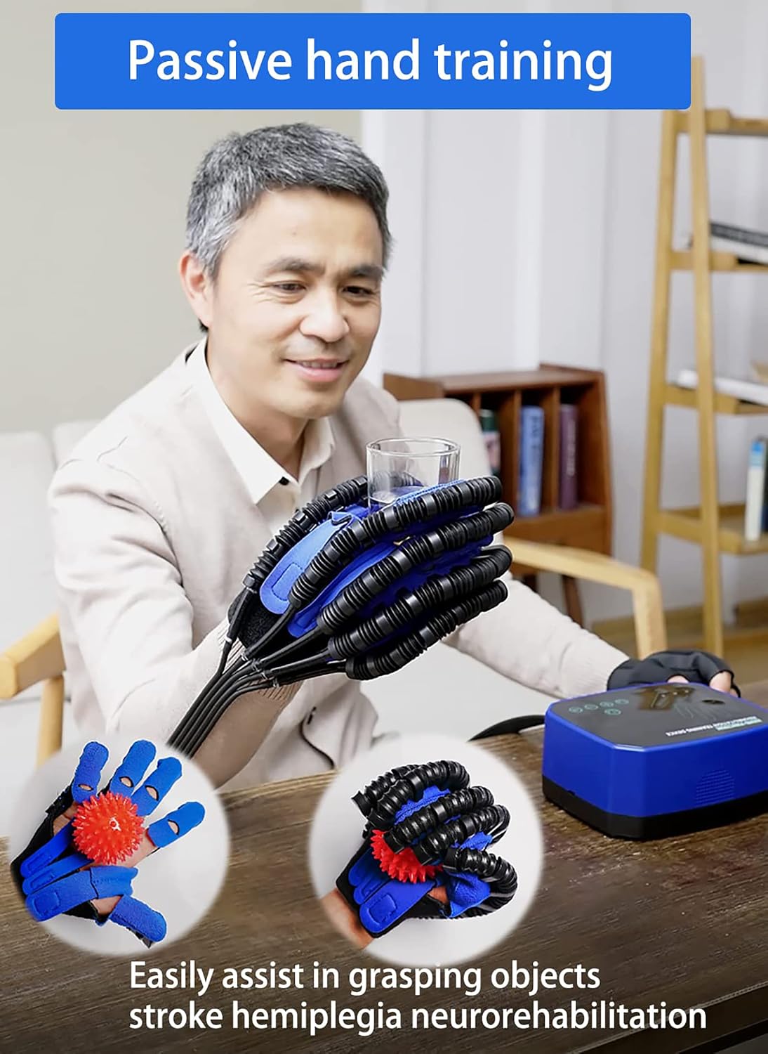 New Upgrade Rehabilitation Robot Gloves, 4 Air Pumps, More Power, Independent Five-Pipe Control, Stroke Hand Splint Hemiplegia Finger Rehabilitation Trainer(Size:XXL Code,Color:Left Hand)