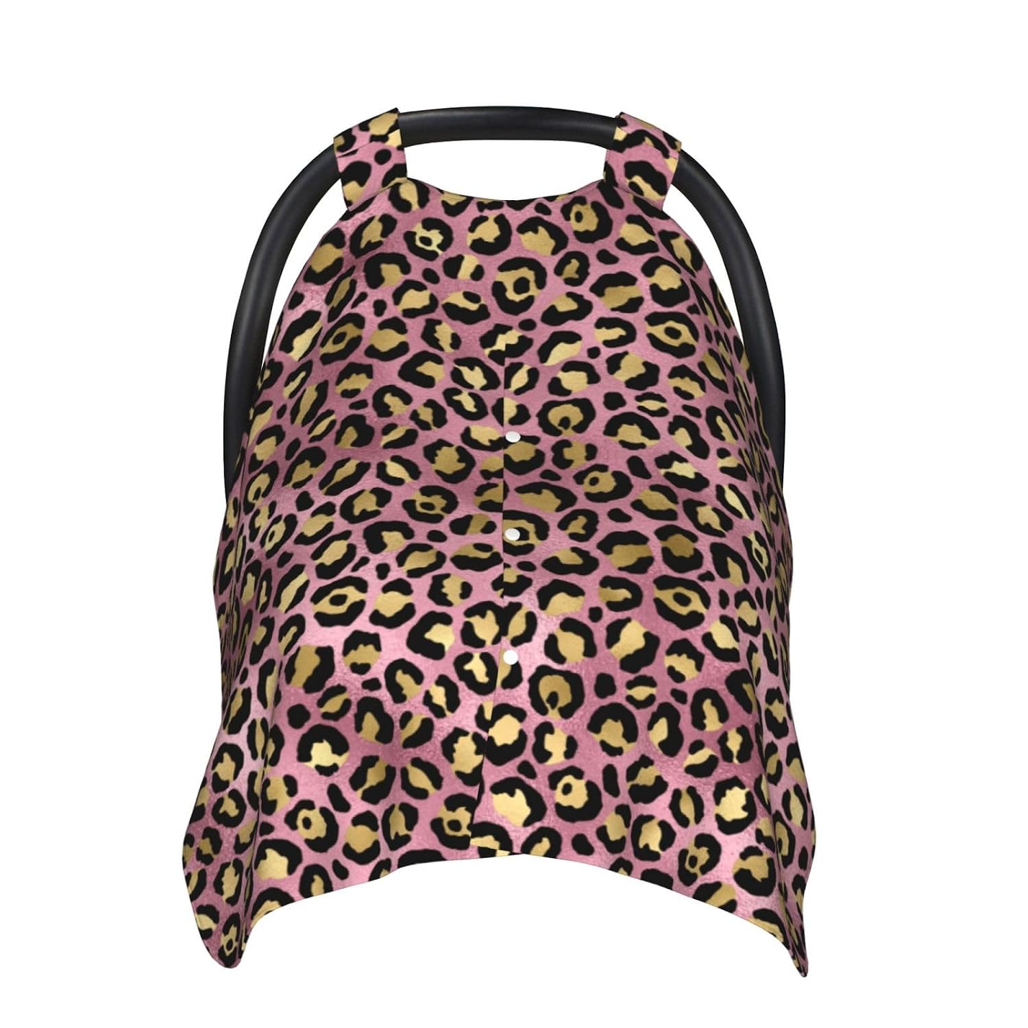 Gold Pink Leopard Print Baby Car Seat Covers, Breathable Nursing Cover Breastfeeding Cover, Cute Stroller Covers, Multi-use Infant Carseat Canopy, Baby Boys Girls Newborn Essentials