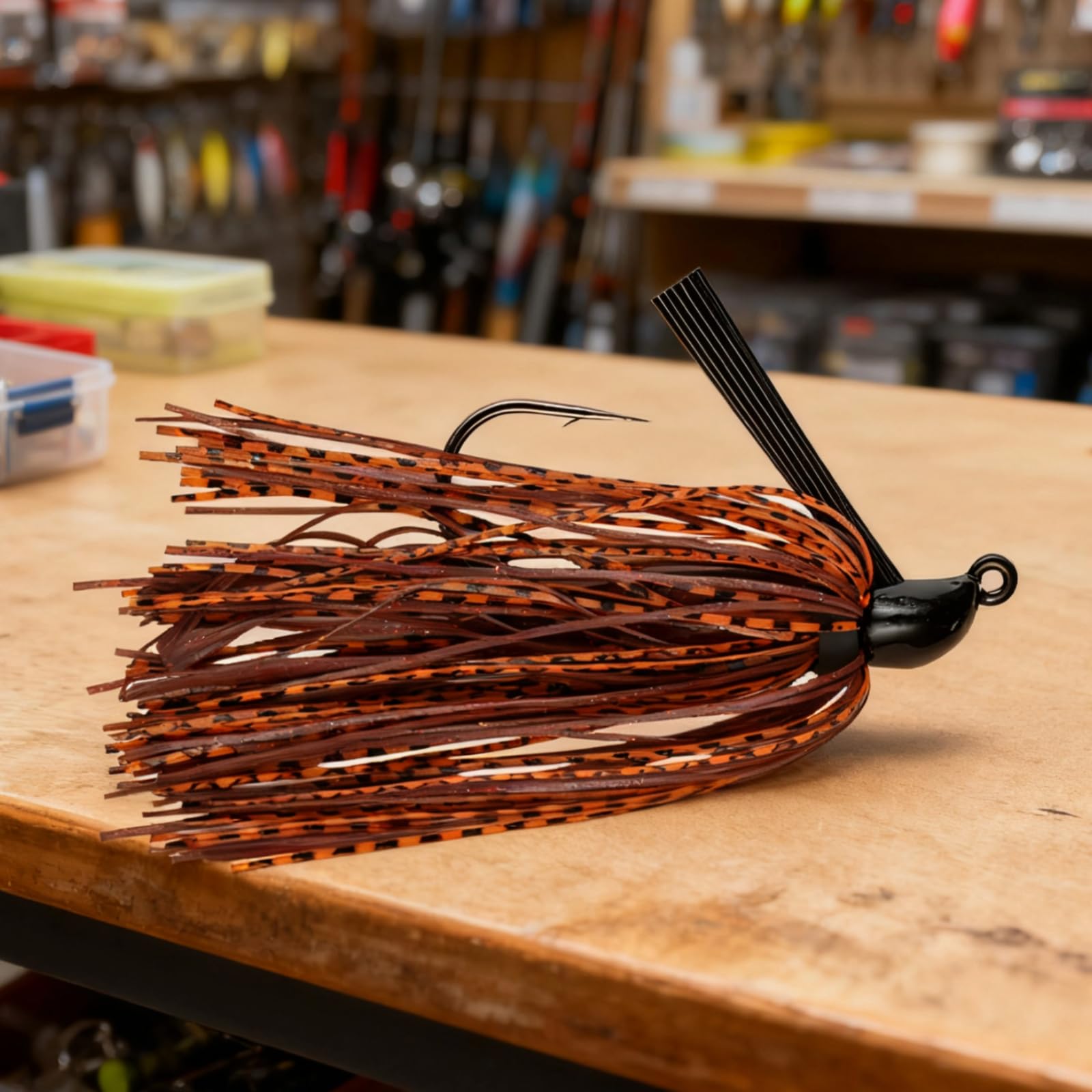 10 Stück hängerarme Jigköpfe, 0,5 oz / 14 g Angelköder, Mustad-Haken Swim Jig, Bass Jig mit Silikonfransen, Angelköder und Tackle mit Hänger-Schutzdesign