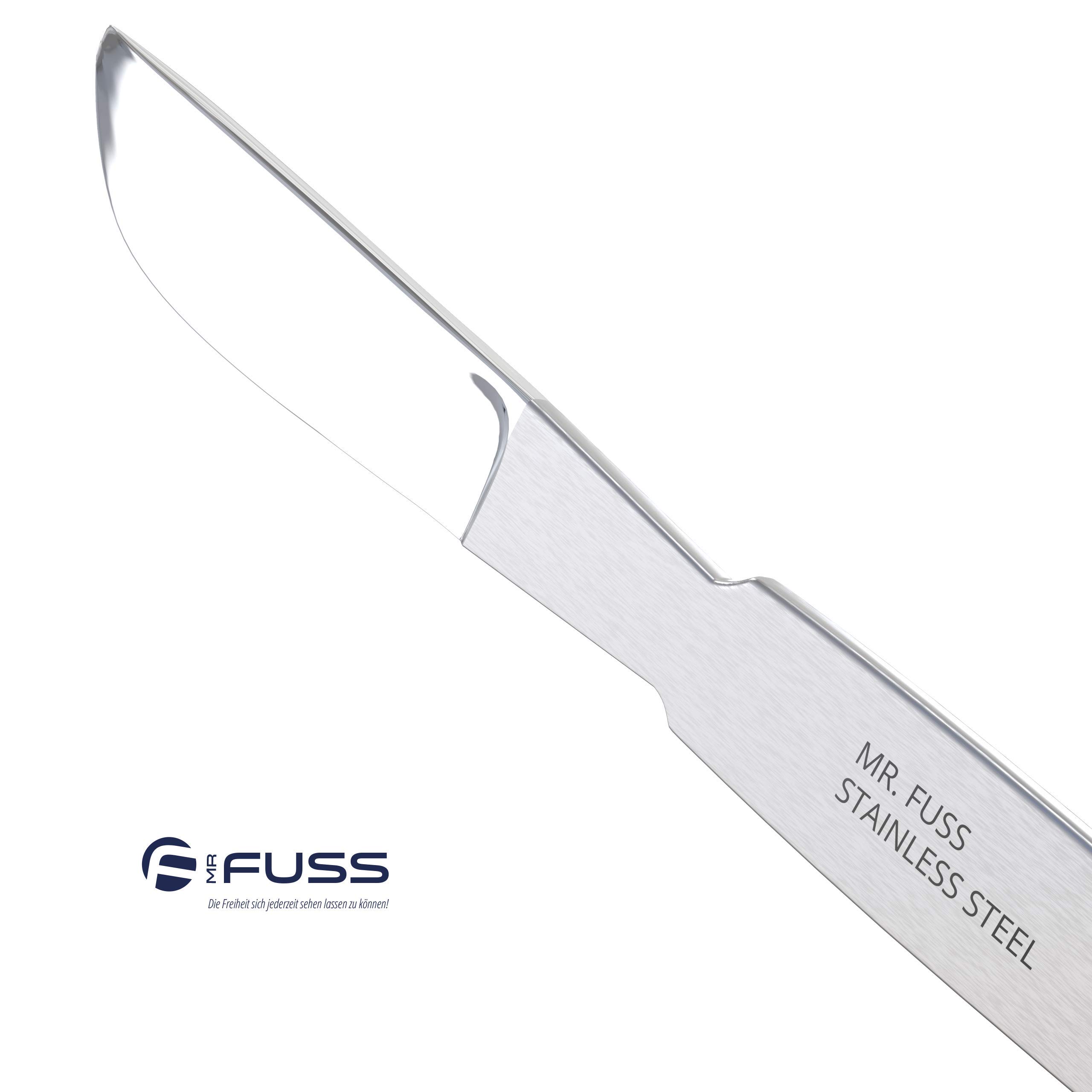 Sr. Fuss Raspador de callos de acero quirúrgico, acero aleado, lima