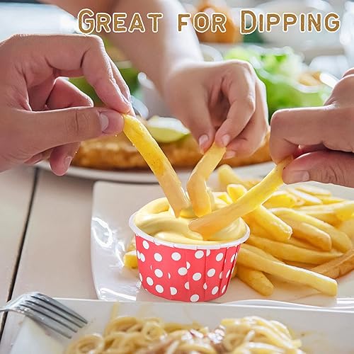 Miniatura 6 de Nuogo 500 vasos desechables de 1.5 onzas para soufflé, mini vasos de papel para muestra de condimentos pequeños para salsa de tomate, sacramento,