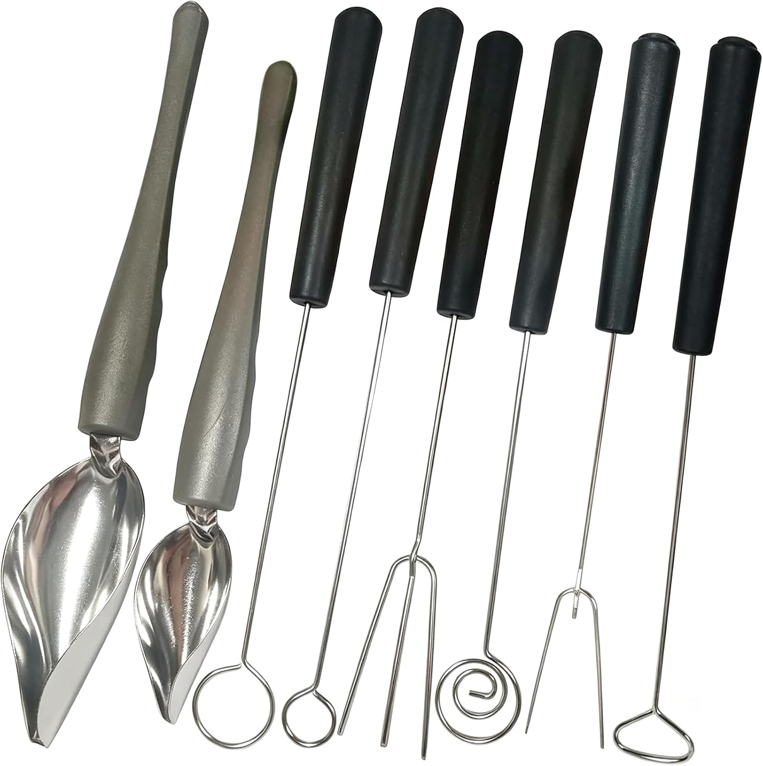 6 Chocolate Dipping Fork Tools + 2 Culinary Drawing Decorating Spoon Set