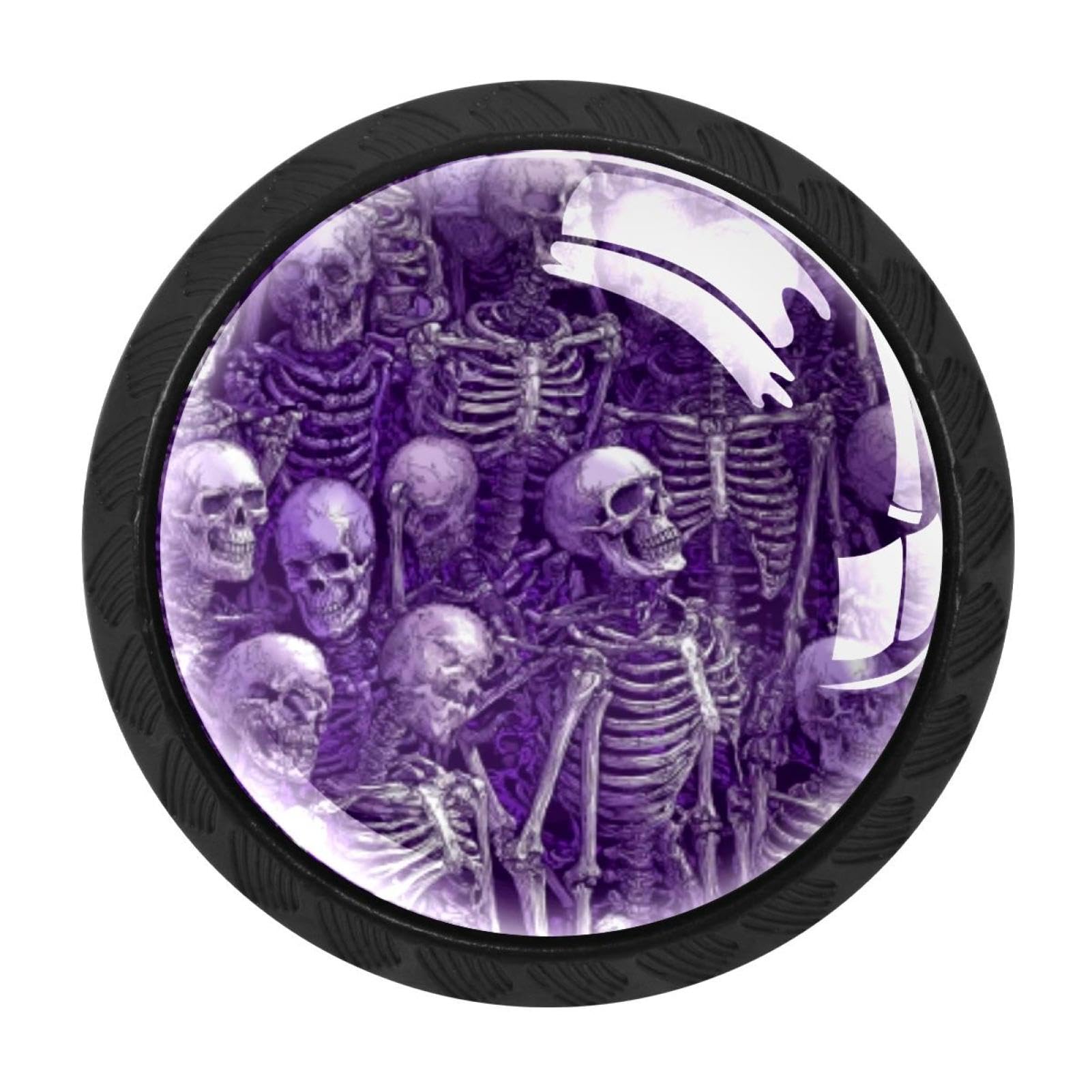 CHENZZZZ 4 Pieces Skeletons Purple (2) Drawer Knobs, 35mm Black Cabinet Knobs, Drawer Pulls and Knobs, Dresser Drawer Knobs, Cabinet Hardware Kitchen Cabinet Knobs
