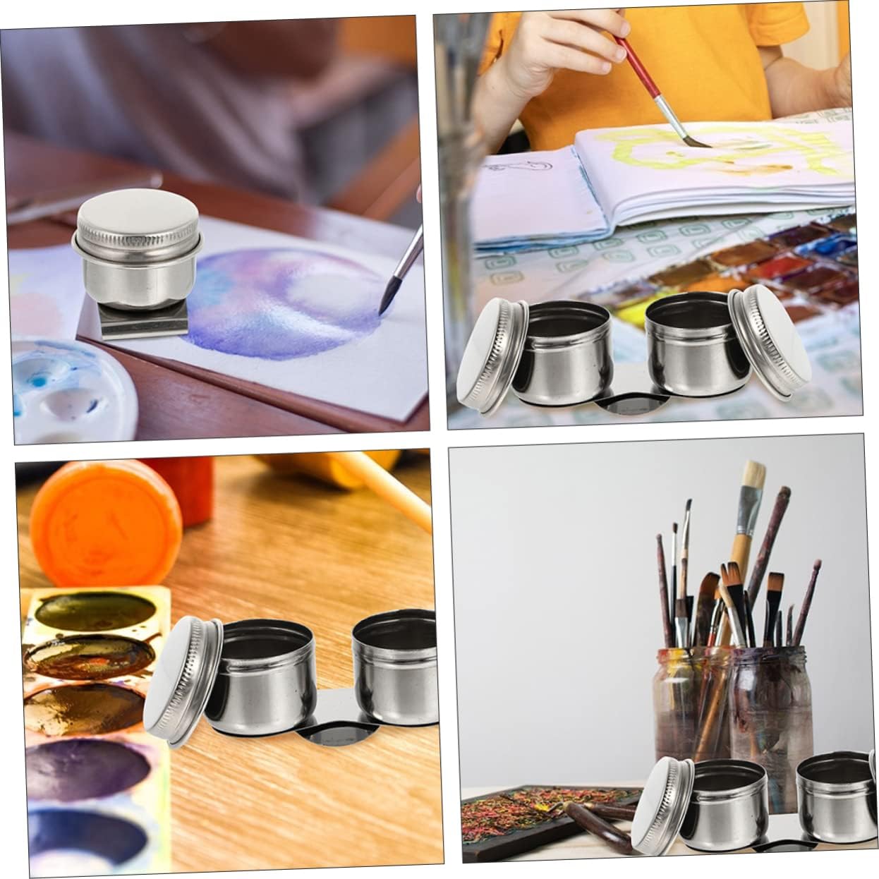 Gadpiparty 2Pcs Oil Palette Cups with Lid for Easy Paint Mixing and Brush Washing Portable Art Supplies for Artists and Painters