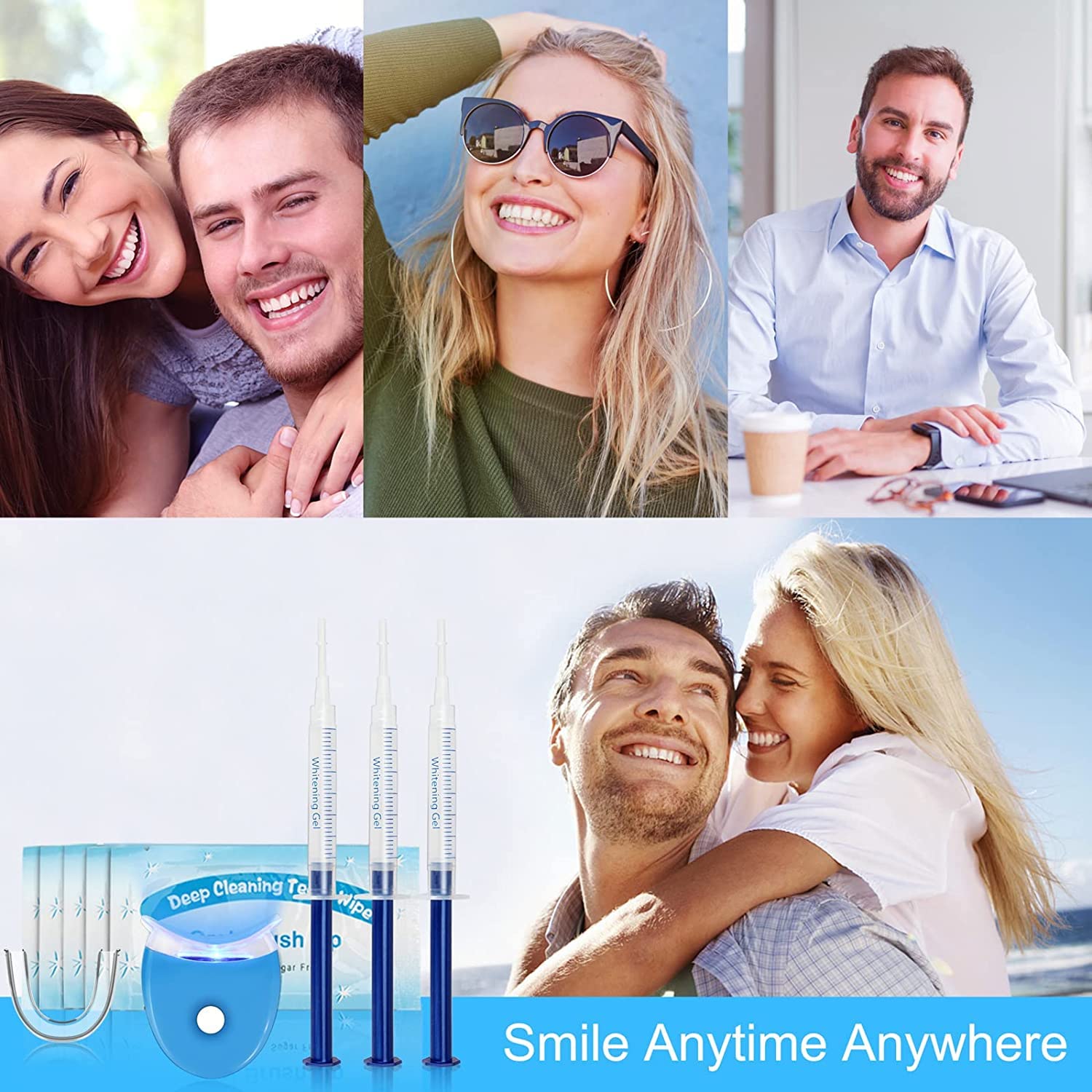 Kit Sbiancamento Denti, 10 * 3ML Gel Sbiancante Denti Led Professionale, Rimuove Denti Macchie e Riduce Sensibilità dei Denti per Pulizia e Sbiancamento dei Denti