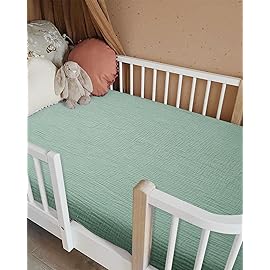 Crib Sheets for Boys Girl, Fitted Baby Toddler Bed Sheets 28 x 52, Neutral Muslin Cotton Crib Mattress Bedding Soft and Breathable Comfort (Sage)