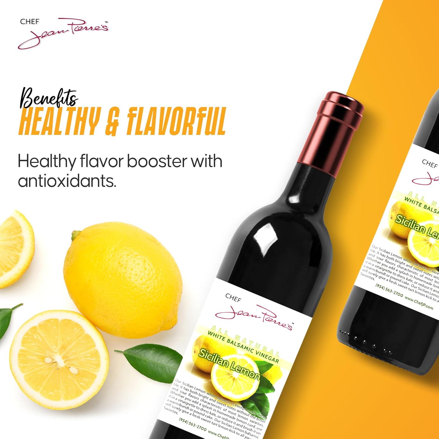 Chef Jean Pierre's Italian Balsamic Vinegar - 750ml (25oz) Rich Lemon Flavor, 12-Year Traditional Barrel Aged - Ideal For Enhancing Your Meals