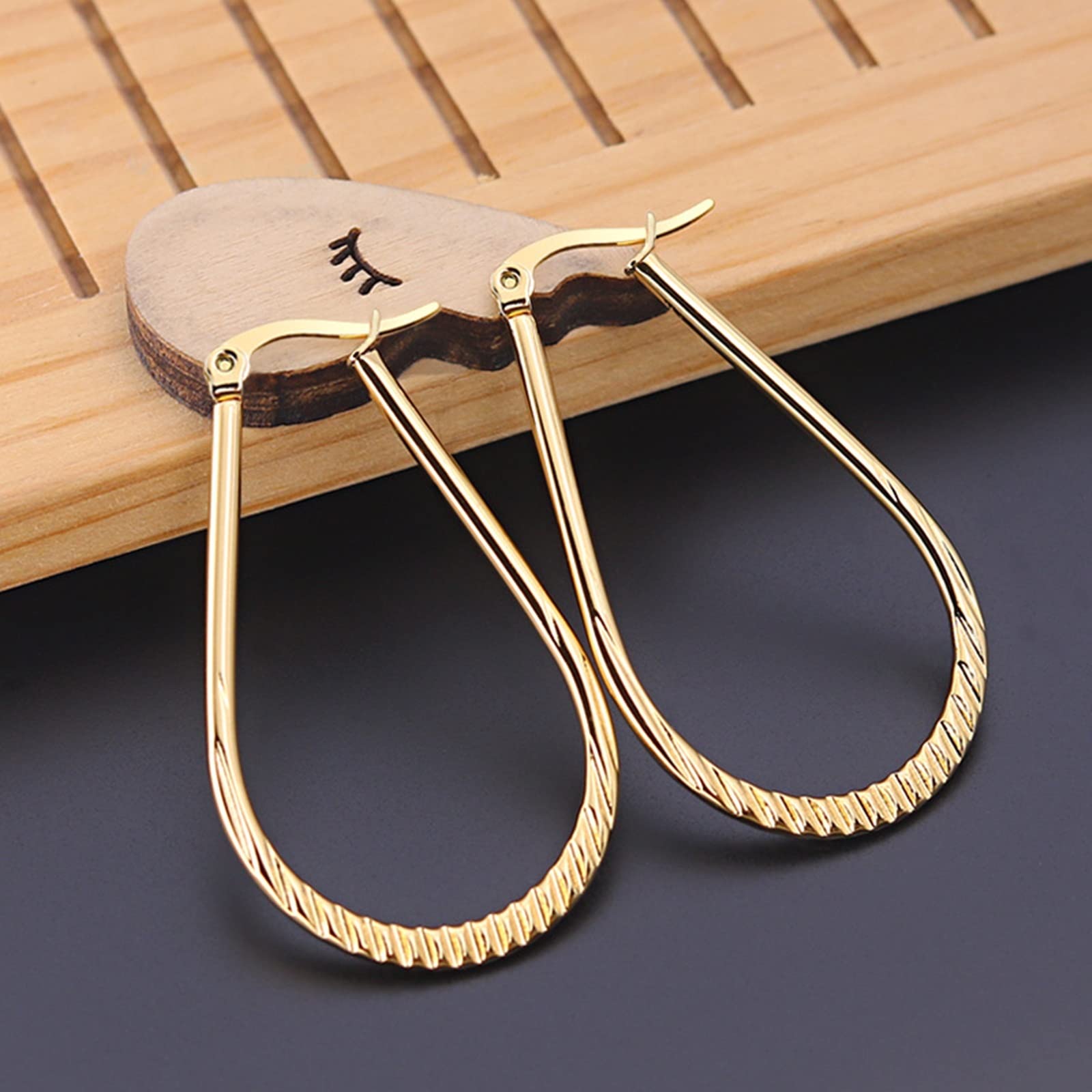 YCTTKDD Orecchini a Cerchio in Titanio, Argento/Oro a Forma di U per Cerchi da Donna