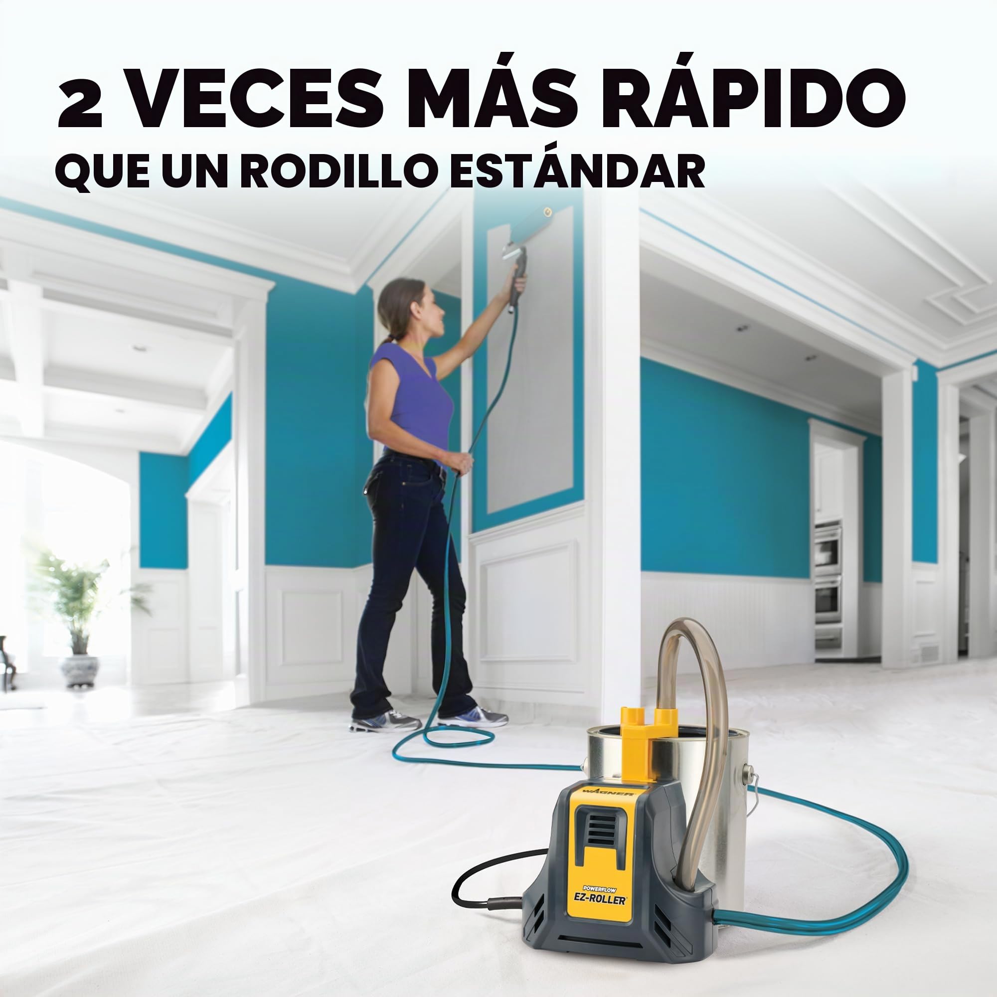 Wagner Spraytech 2461319 PowerFlow EZ Roller - Rodillo eléctrico con alimentación directa, ideal para proyectos de pintura grandes y multiespacio