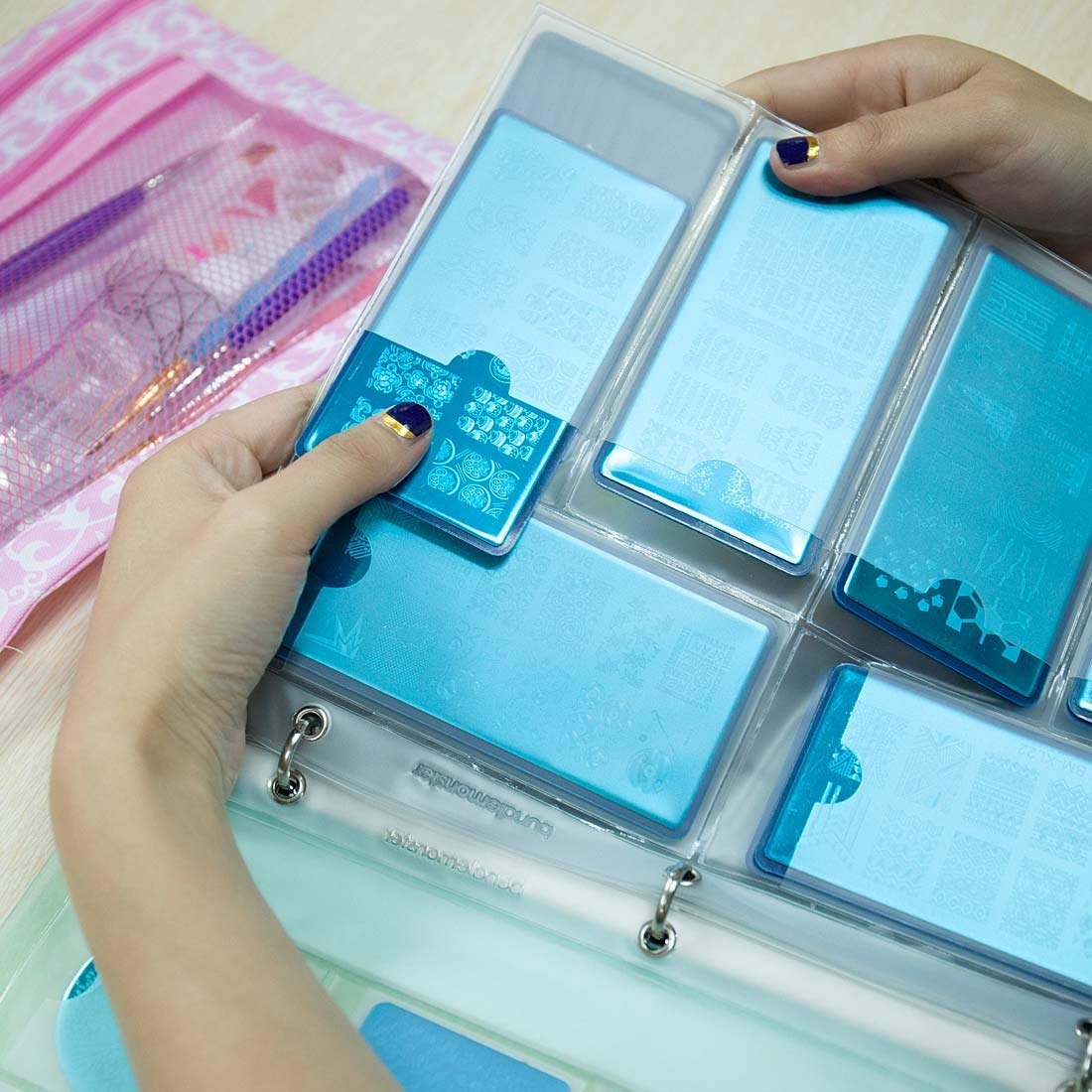 Maniology Nail Plate Organizer Binder Sheets Starter Kit: 10 Rectangular Plate Sheets - Holds 12 Per Sheet