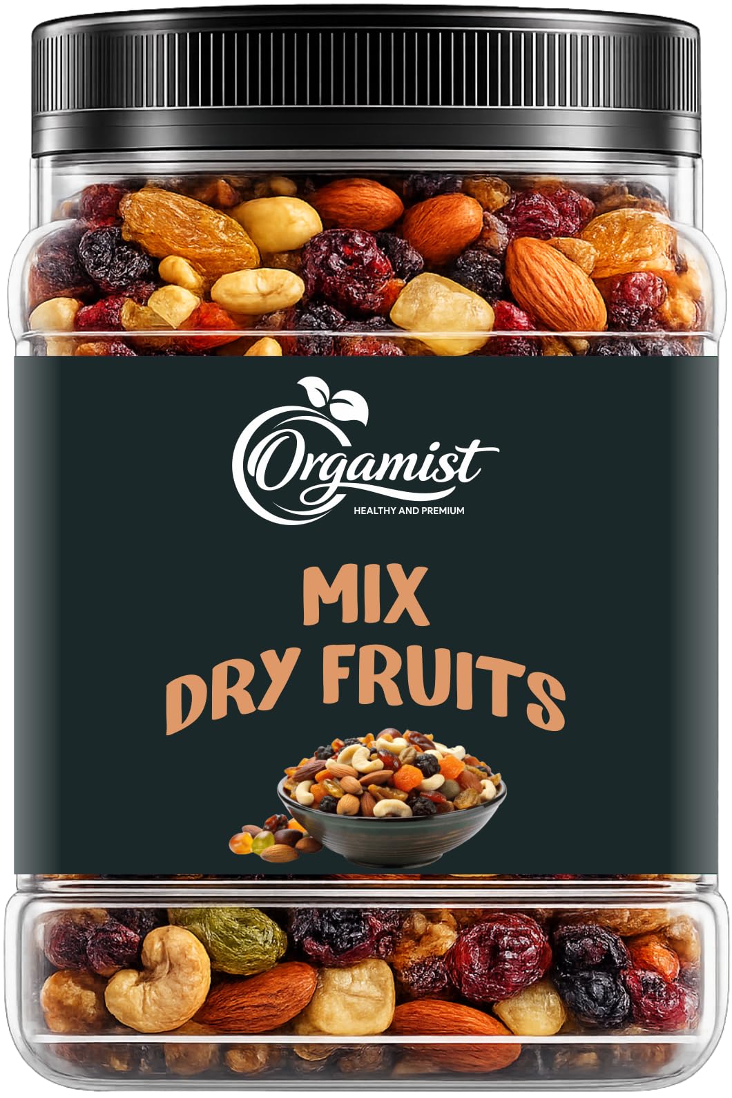 ORGAMIST HEALTHY AND PREMIUM Healthy Nutmix, Dried Almonds, Black Raisins, Cashewnuts, Cranberries, Black Dates & Many More. (Pack of Jar) (250g)-picture-26
