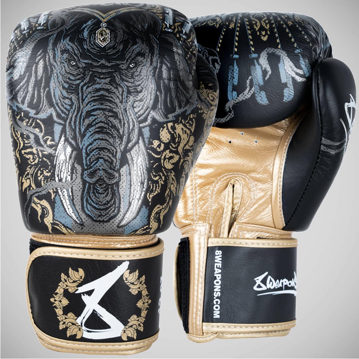 8 Weapons Three Elephants 2.0 - Guantoni da boxe nero/oro