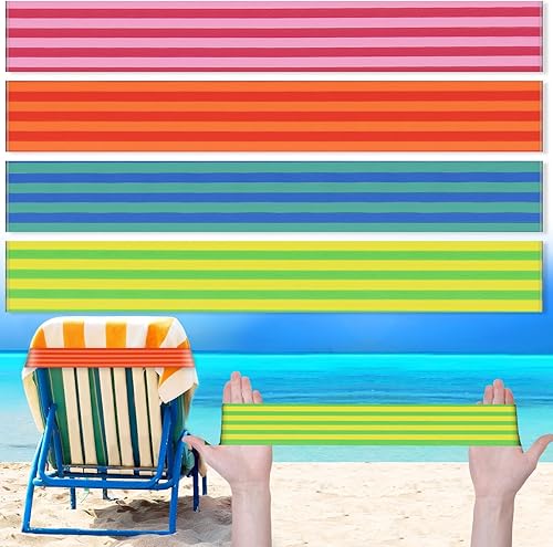 Miniatura 8 de Boao 8 bandas de toalla grandes para sillas de playa de 15.75 x 1.97 pulgadas, bandas elásticas a prueba de viento, clips para sala de estar de
