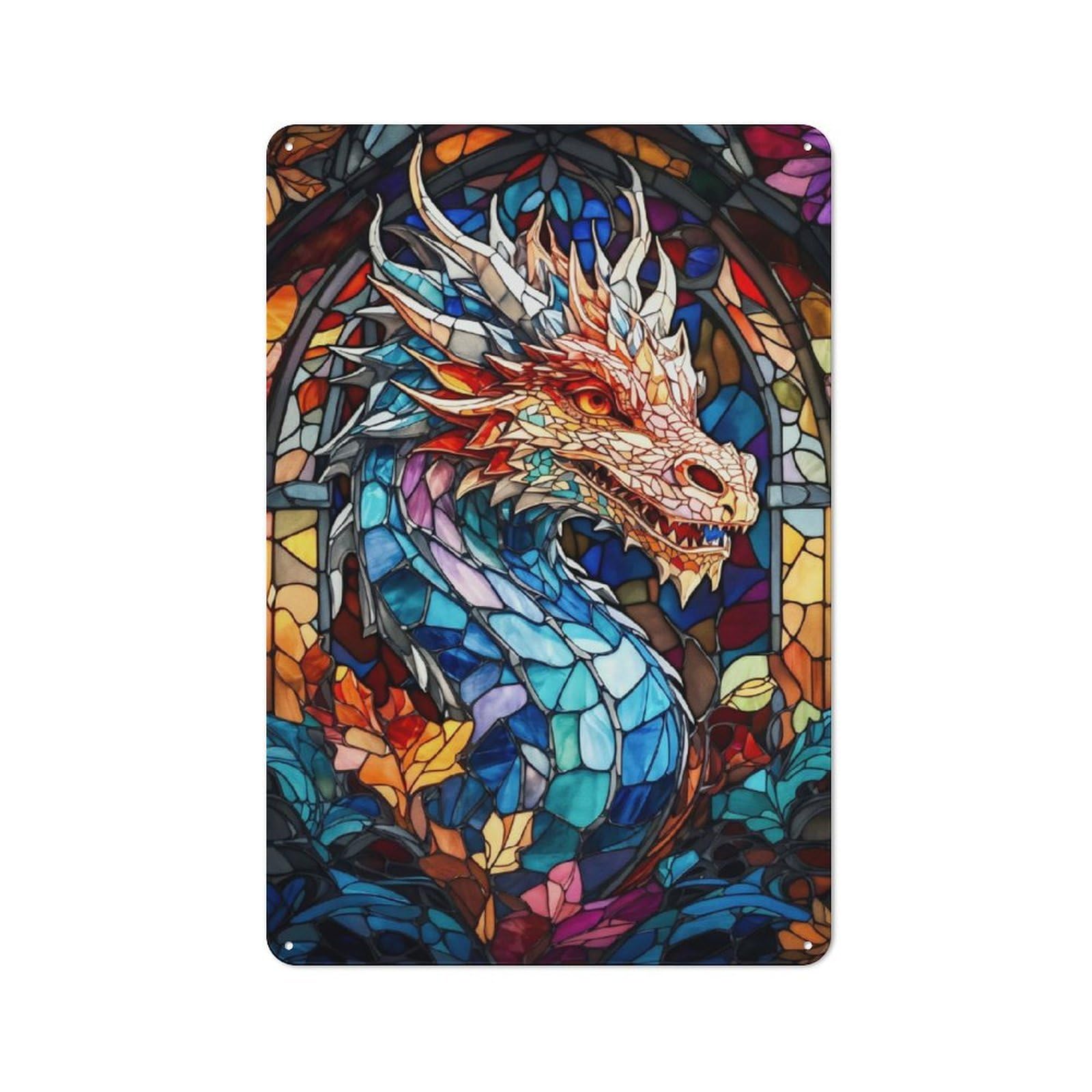Junmoney Abstract Dragon Retro Metal Gift Sign 30X20cm, Home Wall Decor For Flat, Dorm Room, Lounge Or Cafe