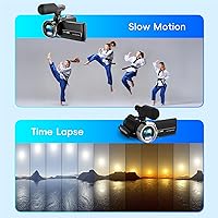 Vista 6 de Cámara de vídeo 4K, videocámara UHD de 36MP para vlogging en YouTube, zoom digital de 18 aumentos, pantalla IPS de 3" con rotación de 270°