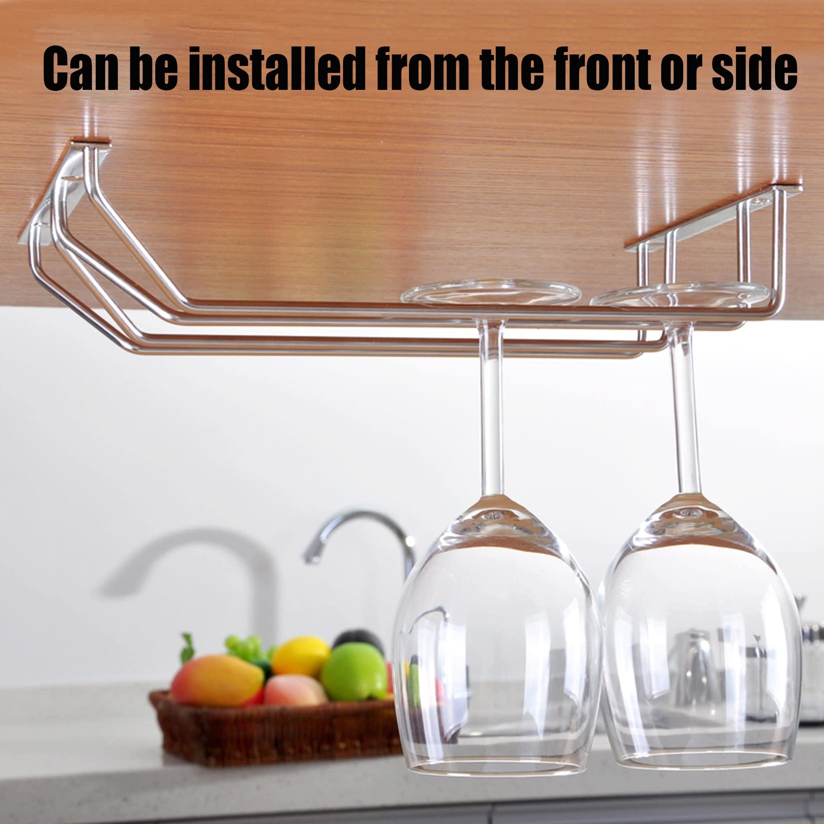 TOPPERFUN Porte-Verres à Pied Suspendu – 2 Pièces En Acier Inoxydable, Rangement Sous Meuble Idéal Pour Verres à Vin, Cuisine & Bar