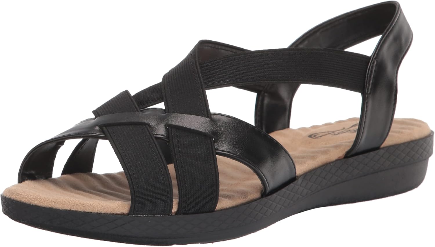Easy Street Women's Janice Wedge Sandal, Black Gore, 9
