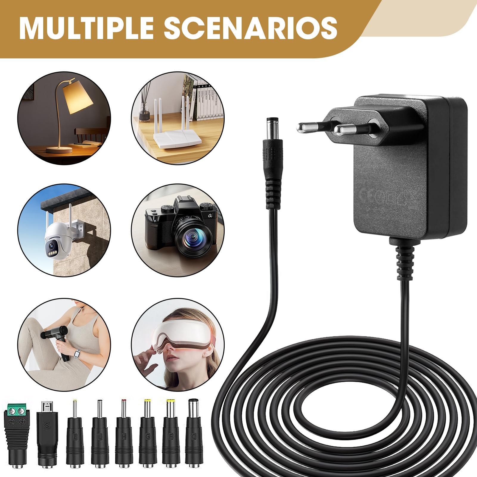 Alimentatore 12v 1A Con Cavo Da 1 Metro Per Strisce Telecamere - Foto 3