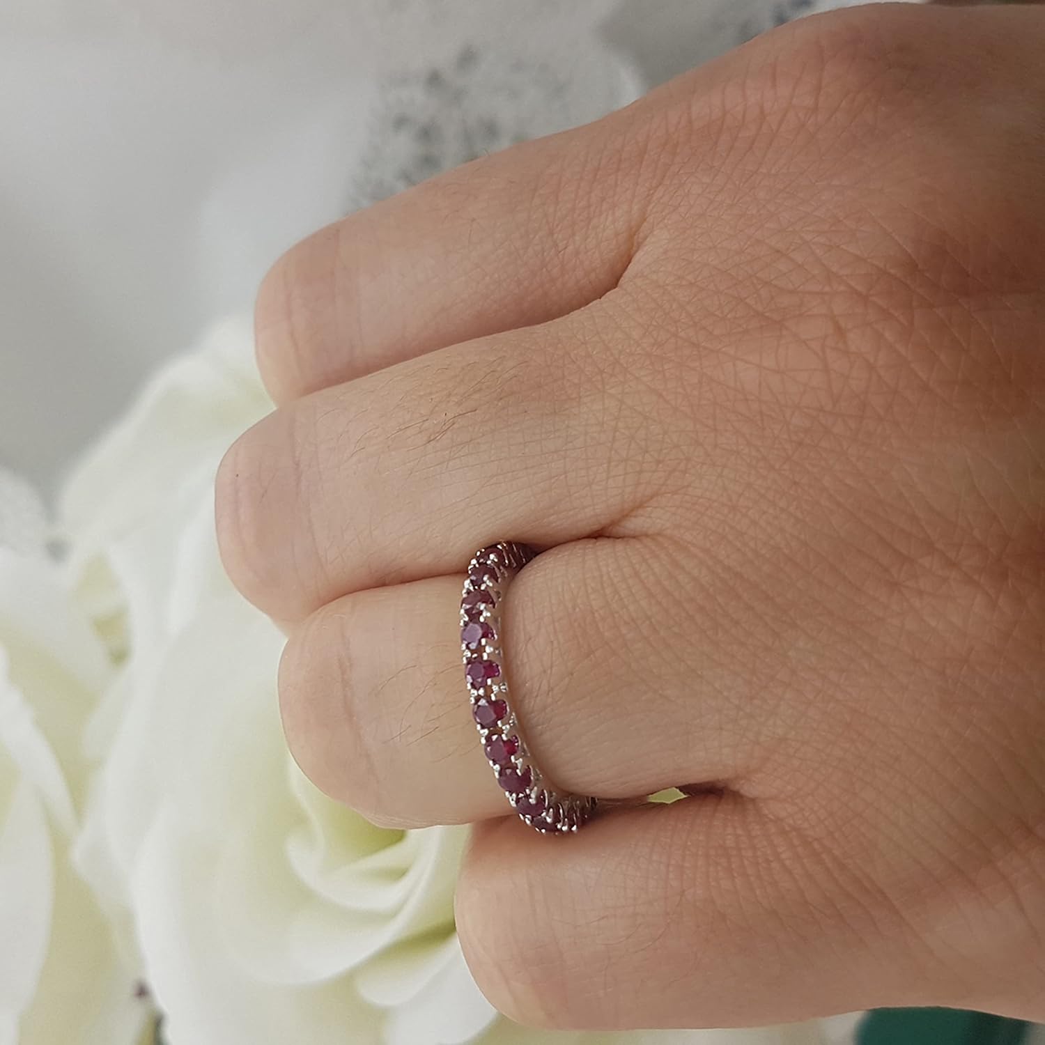 Dazzlingrock Collection Round Gemstone or Diamond Eternity Stackable Wedding Band for Women in Solid Gold