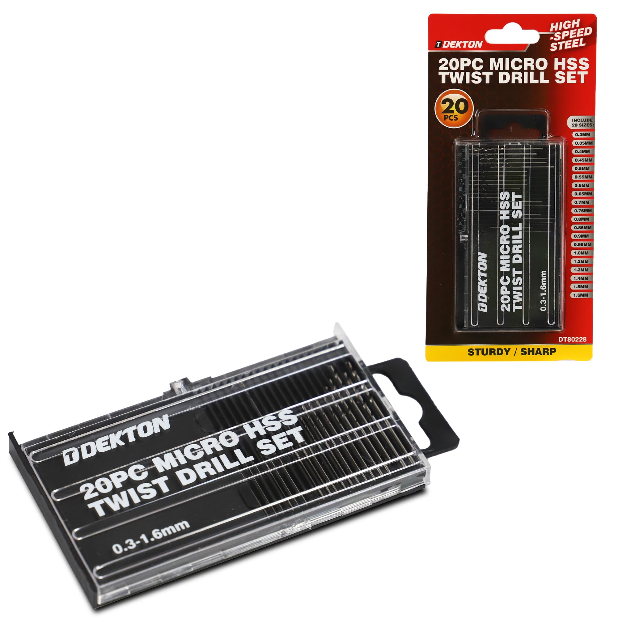 Dekton 20PC Micro HSS-R Edge Twist Drill Set | 118-Degree Angle Point | High-Speed Steel | Ideal for Metal Drilling | Versatile for Wood & Plastic | Precision Engineered for Superior Performance