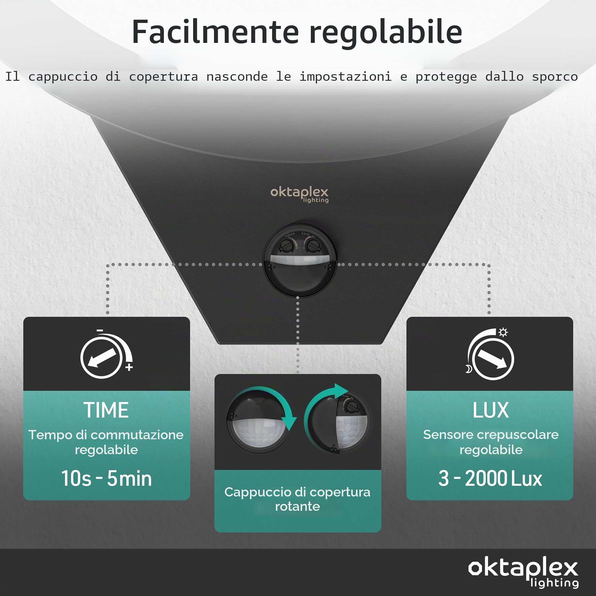Oktaplex Lima lampada da esterno a parete con sensore LED 10 W antracite
