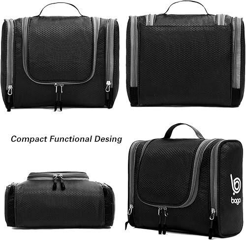 Miniatura 8 de bago Neceser de viaje impermeable grande para baño y bolsa de viaje para organizador de artículos de tocador, Negro -, Extragrande