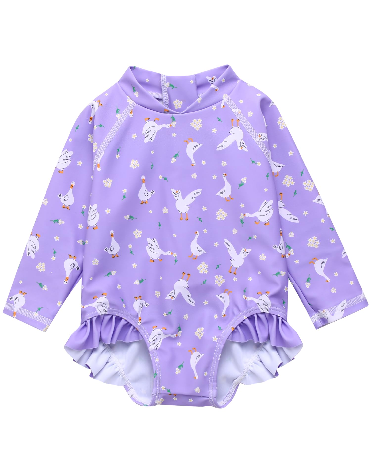 VAENAIT BABY Girls One-Piece Swimsuit, UPF 50+ Long Sleeve Rash Guard, Ruffle Swimwear Infant &amp; Toddler for 0-2 Years