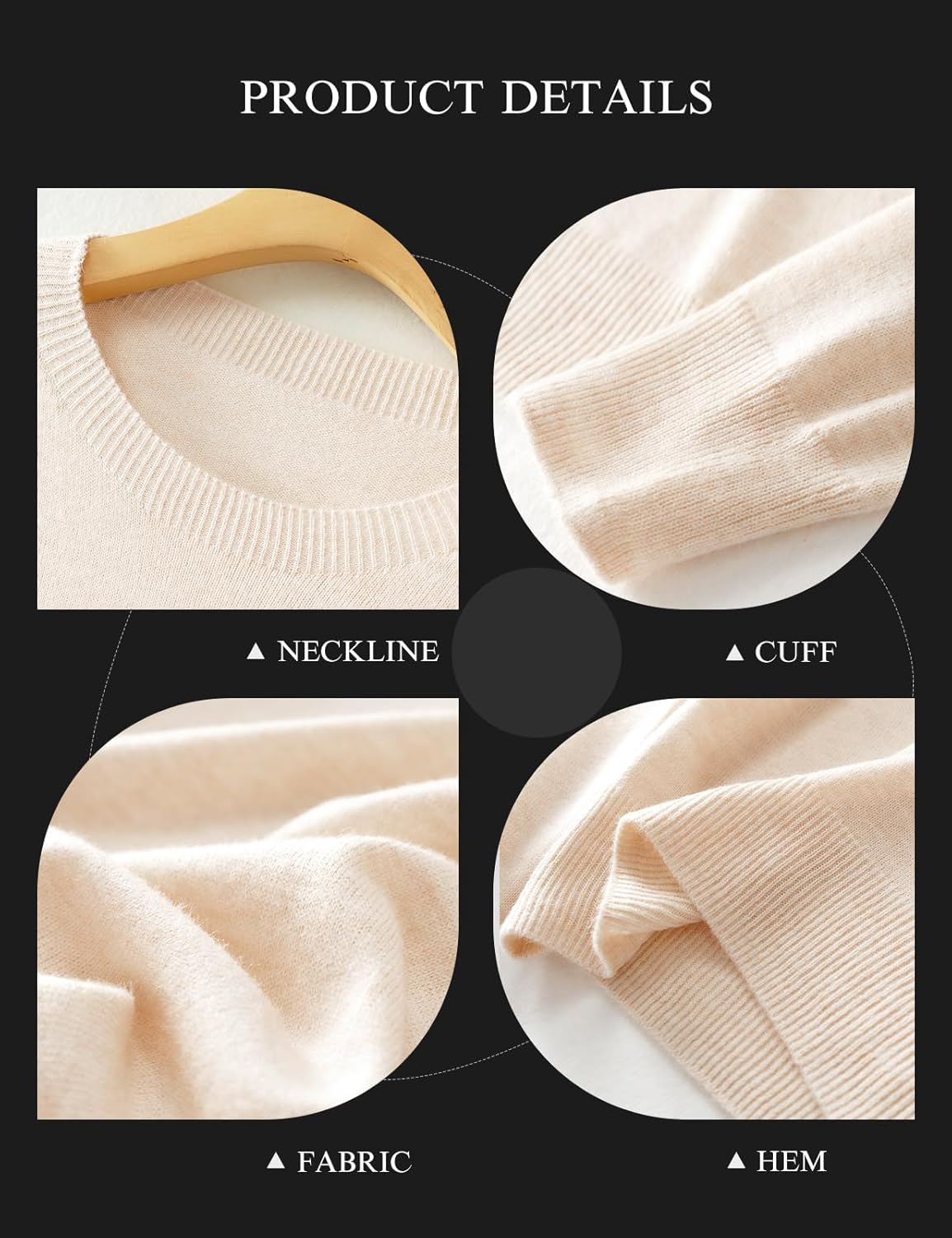 Women's Merino Wool Blend Sweater Fall Winter Crew Neck Long Sleeve First-Line Ready to Wear Seamless Knit Sweater - Image 4