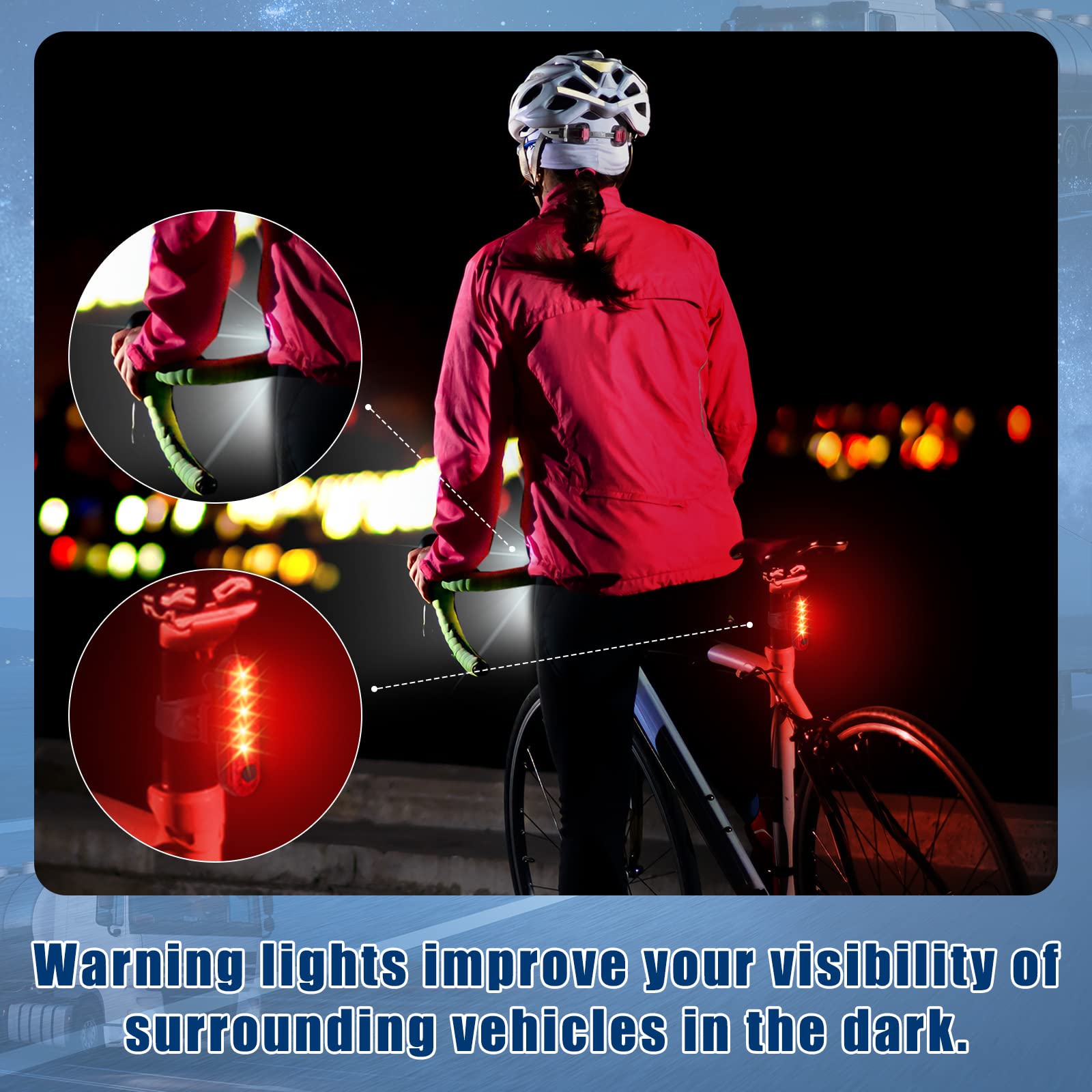 Jerify Lot de 20 feux arrière LED rechargeables par USB pour vélo - Étanche - 4 options de mode d'éclairage - Pour feux arrière de nuit, kayak de nuit, bateau