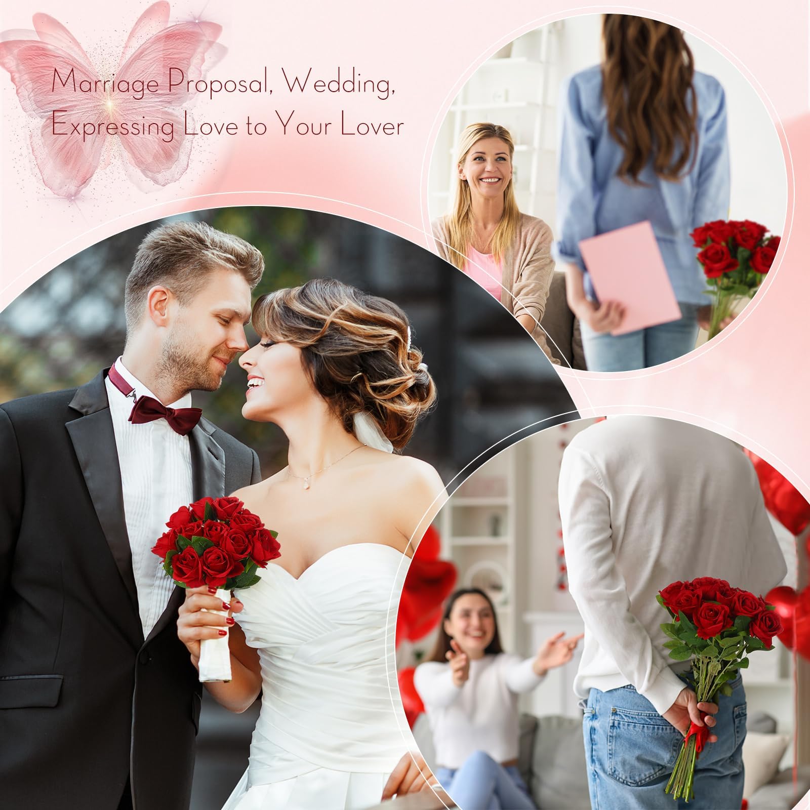 EnixwH 12 Rose Artificielle Fleurs, Bouquet Fleur Artificielle