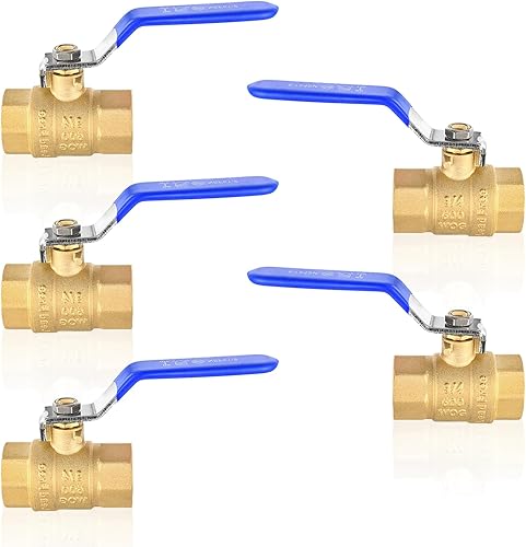 Miniatura 16 de Paquete de 2 válvulas de bola roscadas HeSun FIP de 3/4 de pulgada, válvula de cierre de latón de puerto completo, NPT hembra de 3/4" x NPT hembra