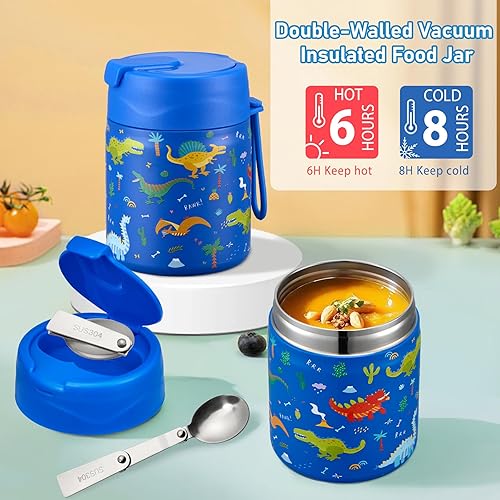 Miniatura 3 de Lonchera Bento para niños con termo de sopa de 17 onzas, botella de agua aislada y bolsa de almuerzo aislada, a prueba de fugas, contenedor de