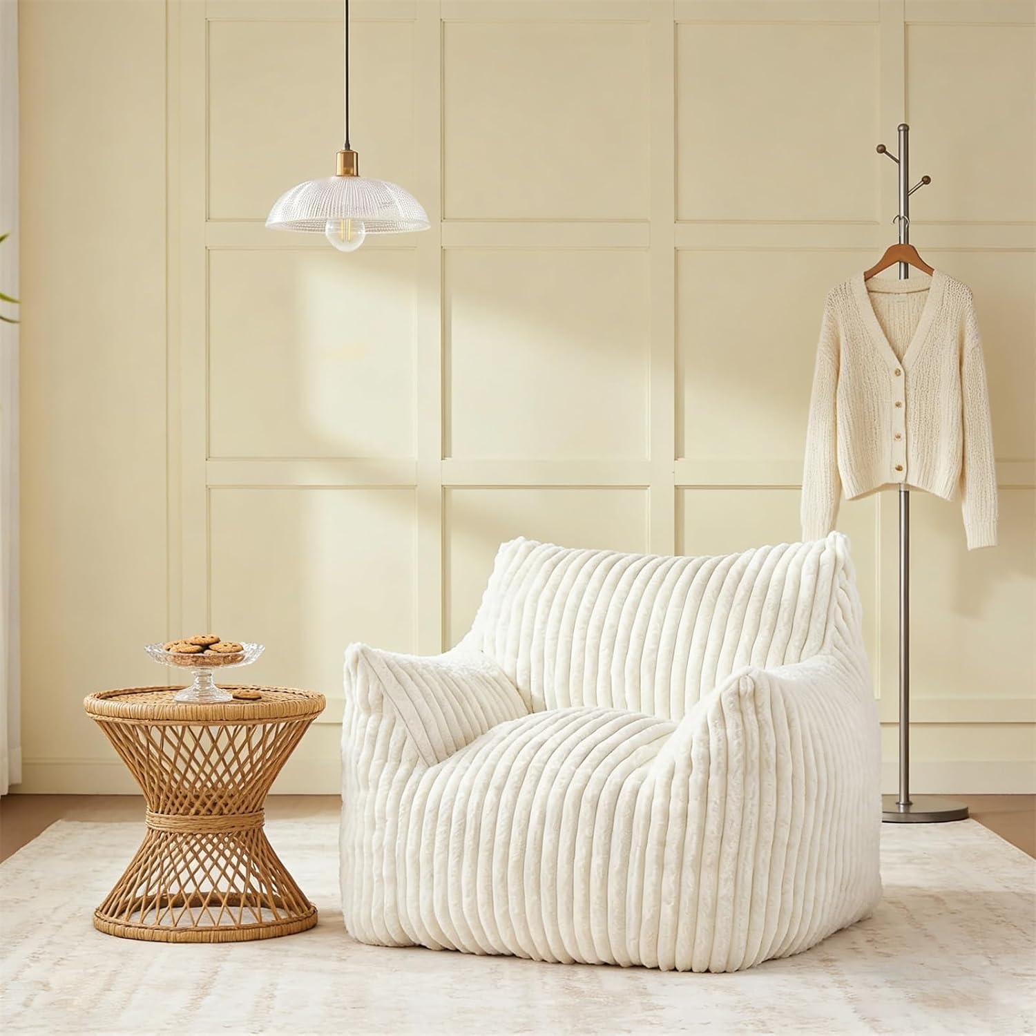 Bean Bag Chairs for Kids, Large Beanbag Sofa with Armrests, Comfy Bedroom Chair, Perfect for Kids’ Room & Relaxation(No Foot Pedal)