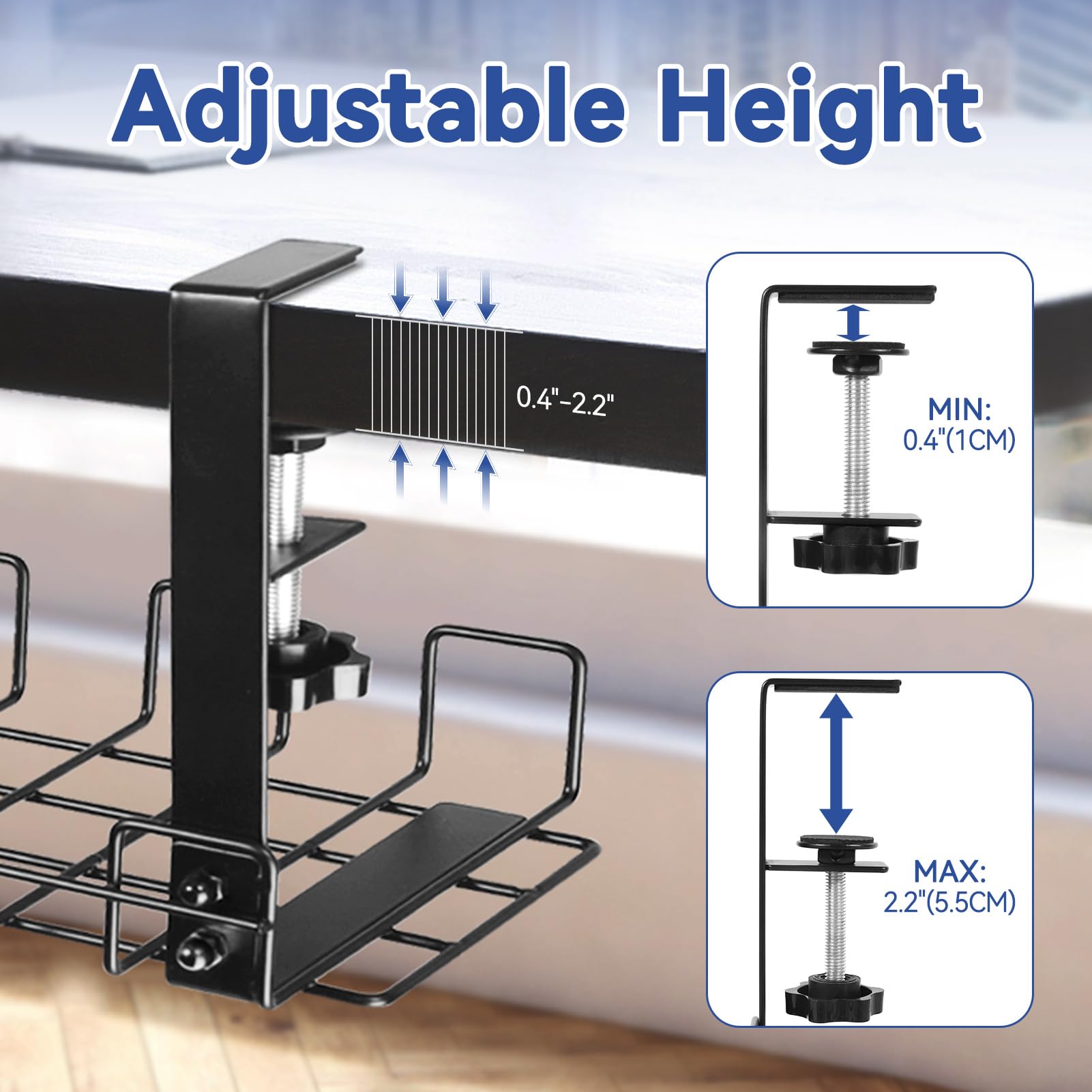 HOMMAND Under Desk Cable Management Tray, Upgraded Wire Management No Drill No Screws - Image 4