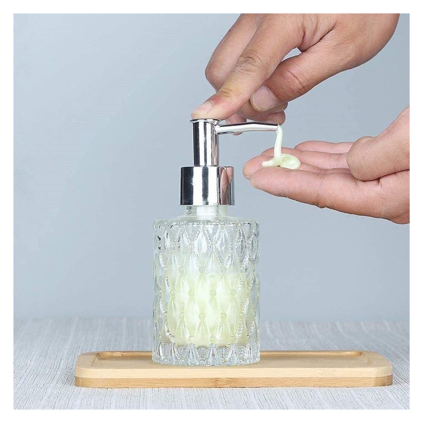 Dispensadores de jabón Botella dispensadora 5.4 oz Dispensador Vidrio Transparente Rellenable