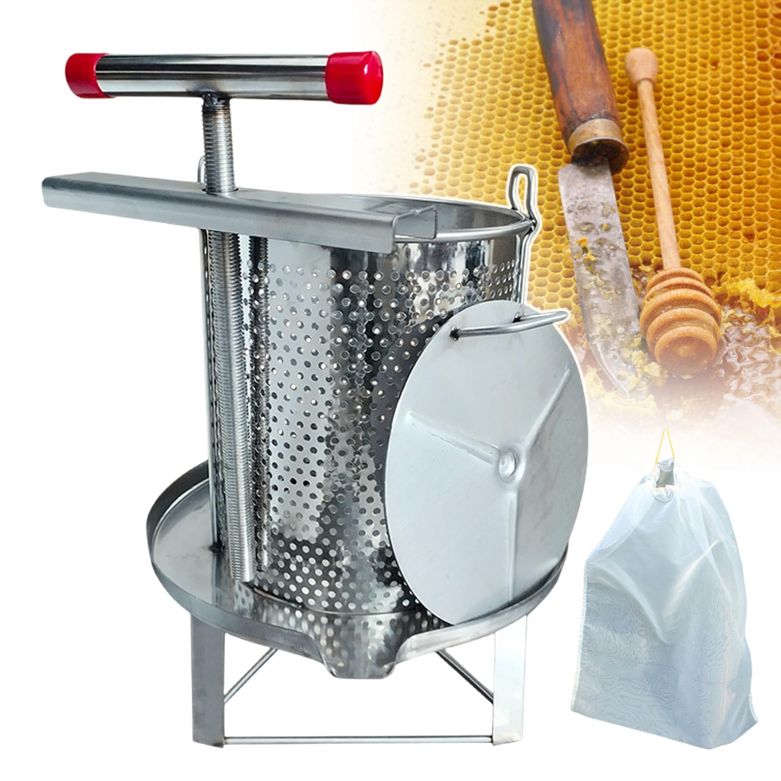 Xnzjhpp Honey Presser Tool, Stainless Steel Manual Honeycomb Squeezer For Home Or Commercial Use, Durables Barrel Shape Honey Extractor For Easy Squeezing And Safe Handling