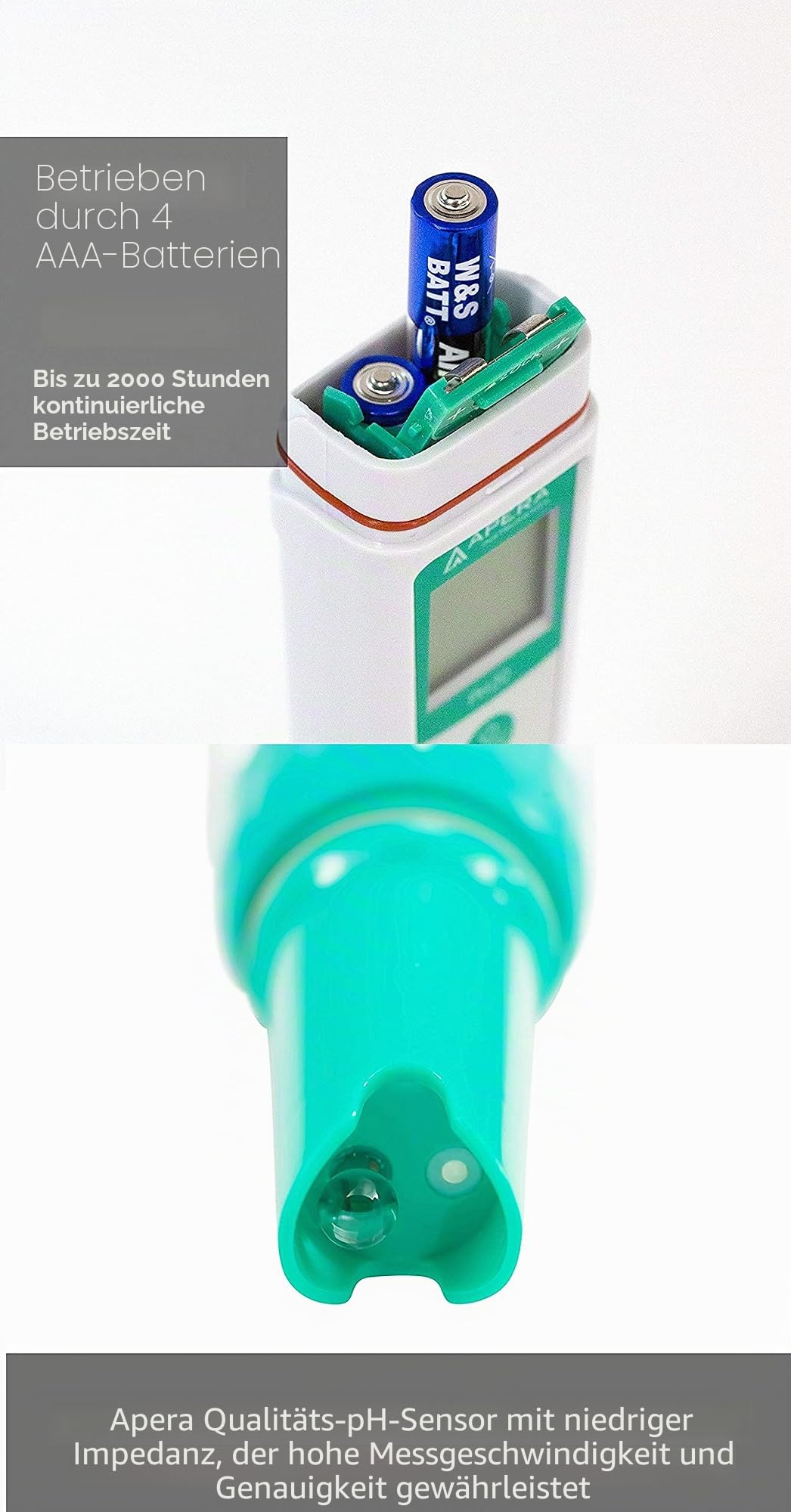 Apera Instruments TDS20 TDS-Meter & PH20 pH-Meter, Messgerät im Taschenformat (±0,1 pH-Genauigkeit, 0-14 pH-Messbereich, wasserfest, Temperaturanzeige) Set inkl. Kalibrierlösungen