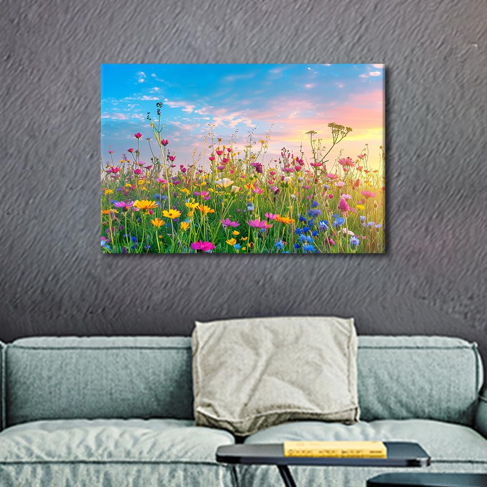 TISHIRON Wildflowers Canvas Painting - 5 Panel Wall Art for Bedroom Above Bed - Home Decor Artwork, 40x60cm - Image 2