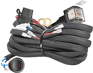 Wiring Harness, OFFROADTOWN 2 Lead Heavy Duty Wiring Harness Kit for Fog Lights LED Work Light bar LED Pods 12V 40A Fuse Relay Rocker Switch Relay for Trucks ATV UTV Boat