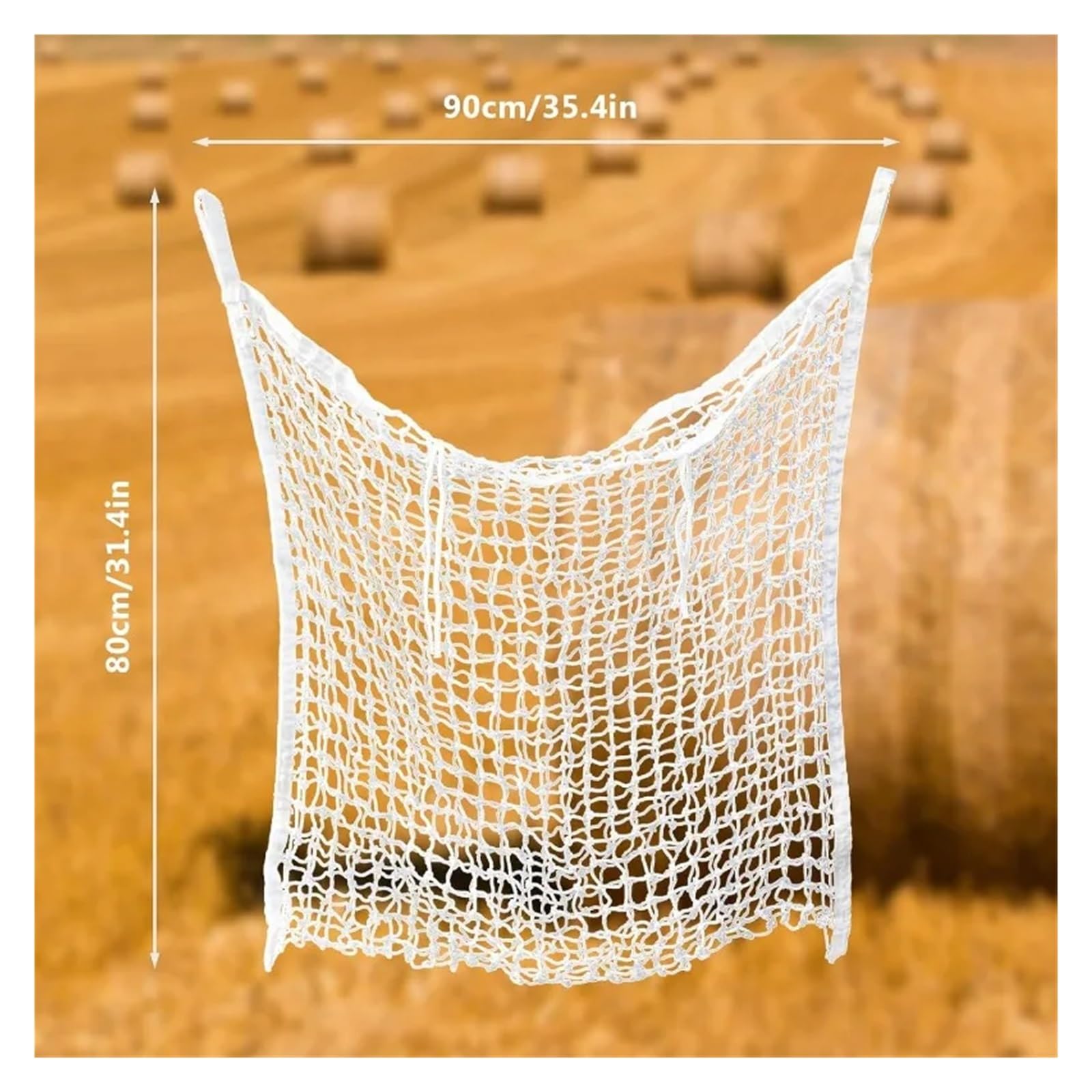 Red para heno con Agujeros pequeños, Haynet - Redes de heno de alimentación Lenta for Caballos y Cabras (2 Unidades, Blanco/Negro, 80 x 90 cm)(HayNet-Bk-2p)