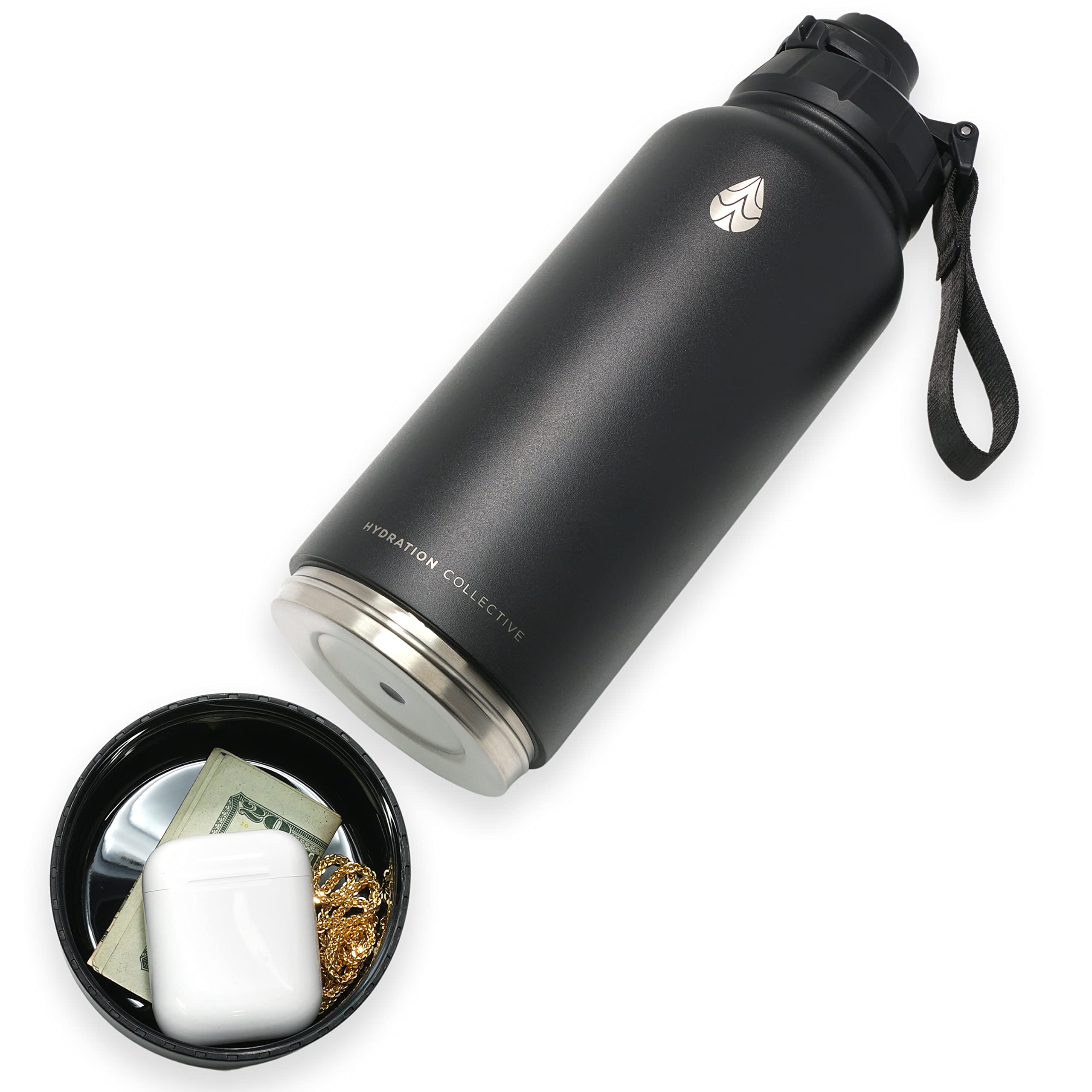 Insulated Water Bottle with Hidden Safe – Stainless Steel 32 Oz Water Bottles for Sports, Office – Non-BPA Powder Coat Finish Thermos Water Bottle with Easy Carry On Lid