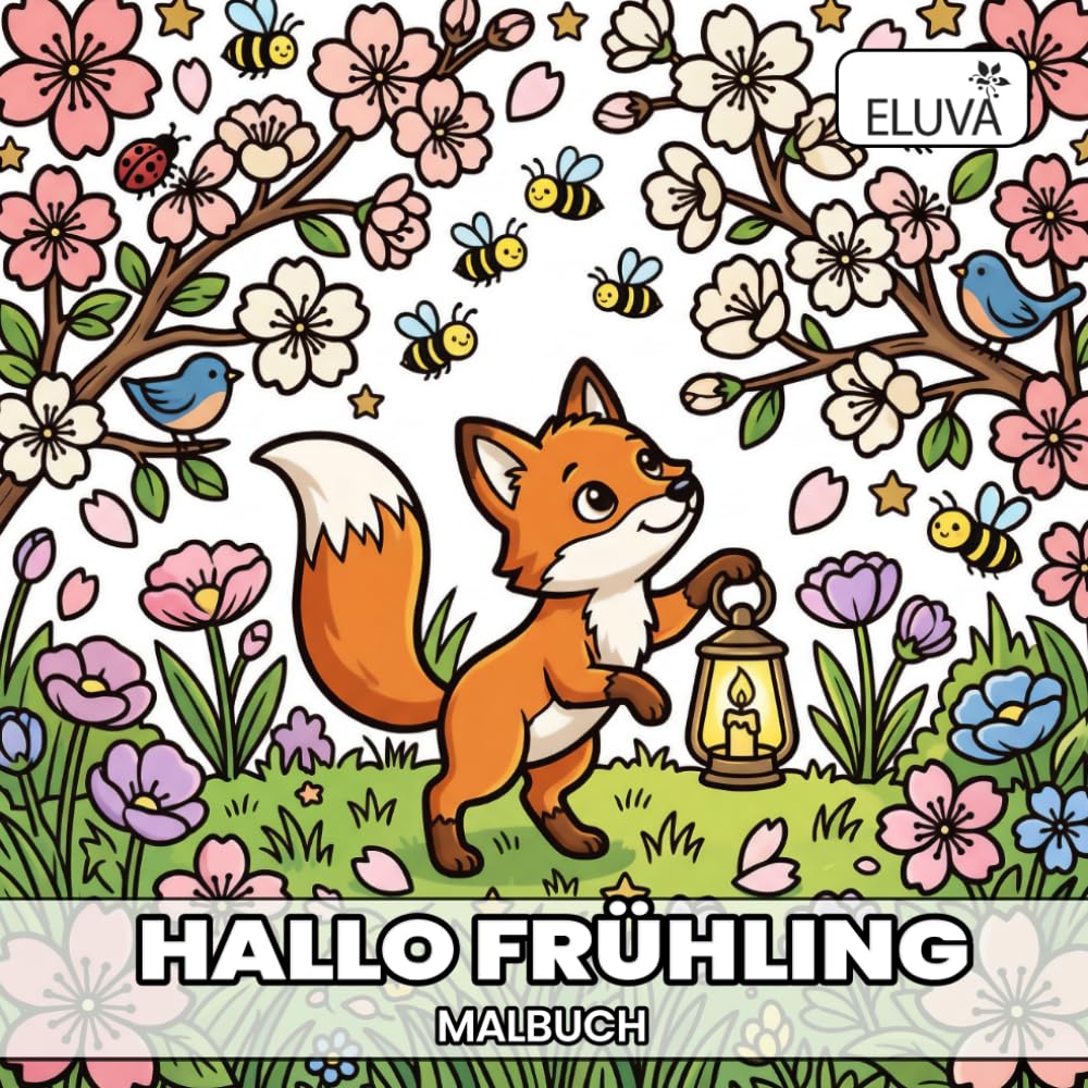 Hallo Frühling Malbuch: Cozy Spring - 60 Ausmalbilder mit klaren Konturen, Frühjahrsthemen für gemütliche Stunden, Softcover im quadratischen Format