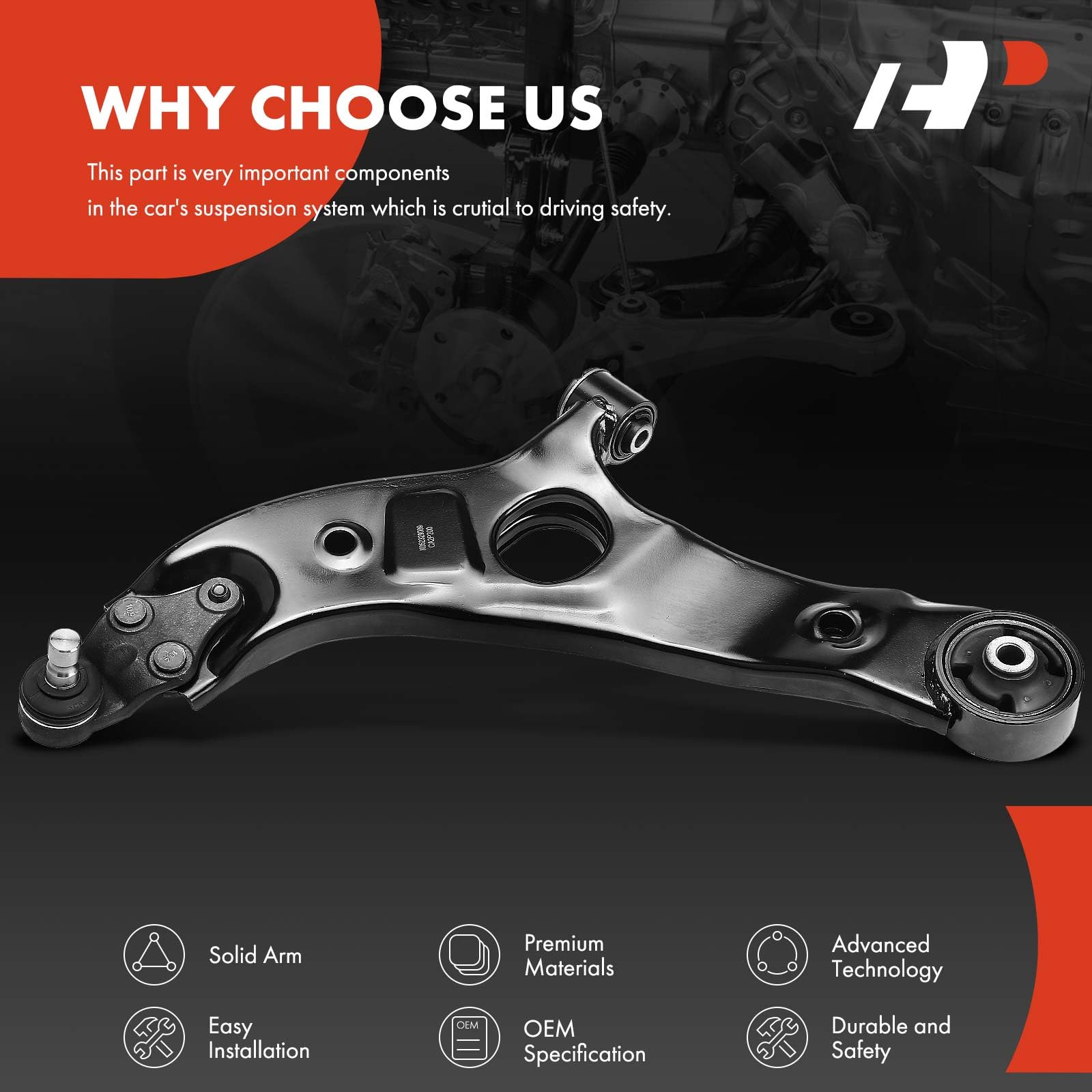 2-Piece Front Lower Control Arm Kit With Ball Joint – Fits 2013-2019 Hyundai Santa Fe & Santa Fe Sport