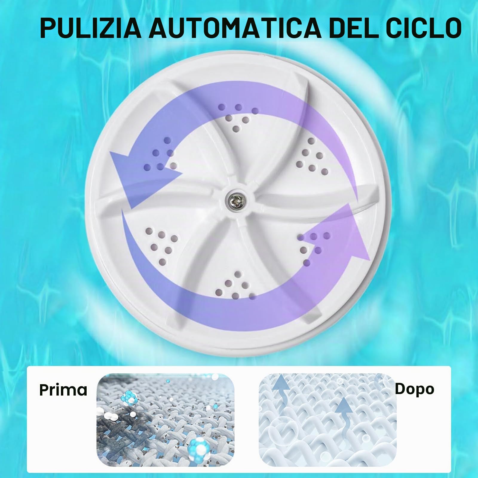 Mini lavatrice portatile USB | Lavatrice a ultrasuoni Turbo Lavatrice Lavatrice Lavatrice per vestiti e stoviglie. Perfetta per viaggi, affari, campeggio, casa, università, camper e appartamenti