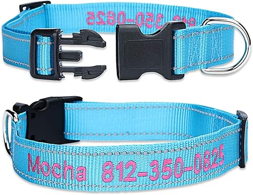 Miniatura 3 de YDL - Collar para perro, bordado personalizable con nombre de mascota y número de teléfono, 4 tamaños ajustables, hebilla de liberación rápida y