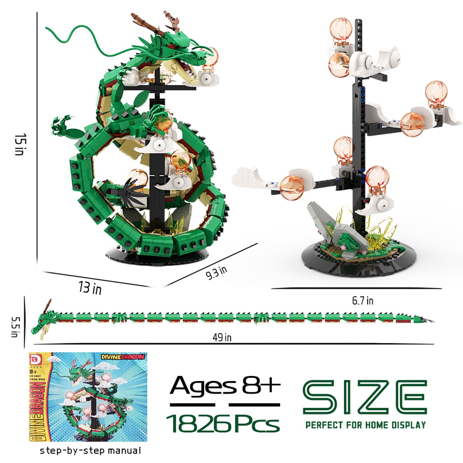 Bouwspeelgoed Shenlong set met 1826 delen en 7 ballen voor urenlang